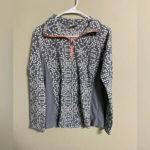 Columbia Gray & White with Pink Detail Ling Sleeve Fleece Three Quarter Zip Up